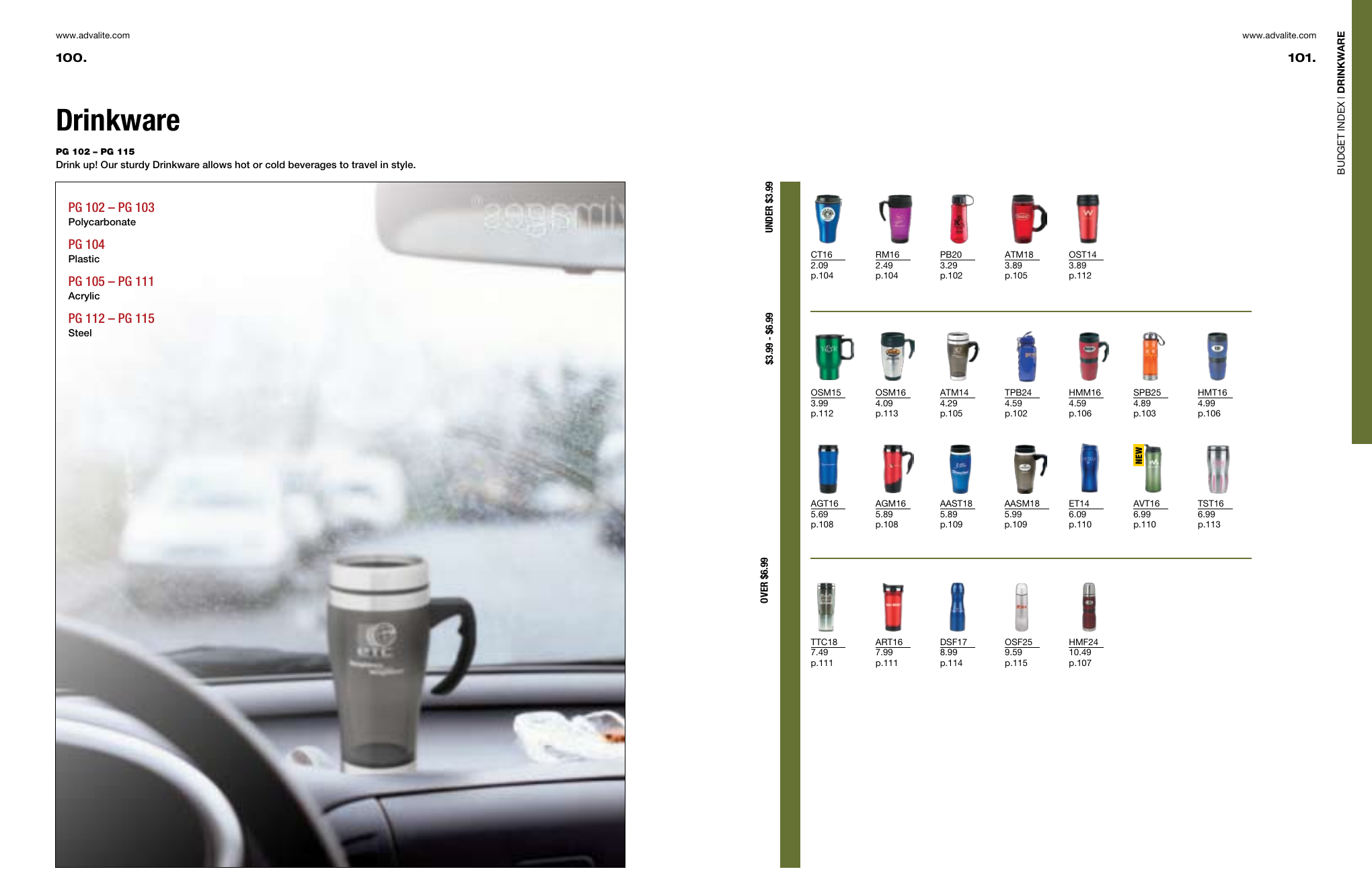 Adva-Lite drinkware category catalog spread